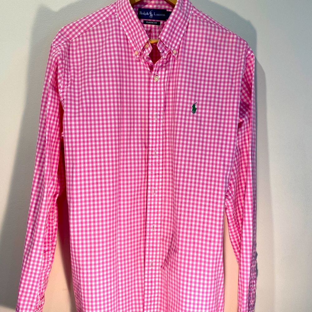 Mens Pink Polo by Ralph Lauren Buttondown